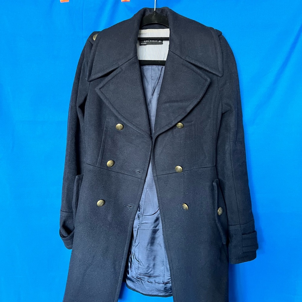 Zara Peacoat Navy
